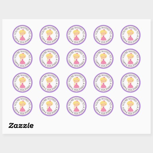 Princess Party Matching Envelope Stickers (Vel)