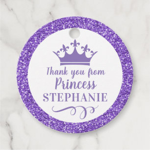 Princess Party Paarse kroon Dank u Bedankjes Labels