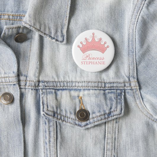 Princess Party Personalized Crown Button (In situ)