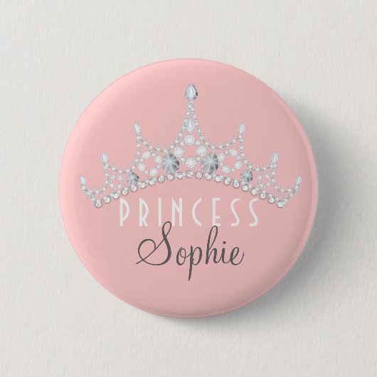 Princess Party Personalized Tiara Button (Voorkant)