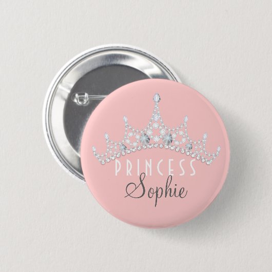 Princess Party Personalized Tiara Button (Voorkant /achterkant)