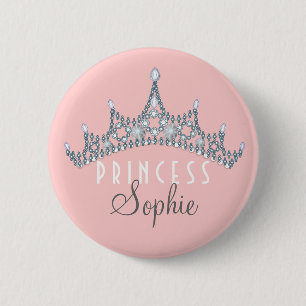 Princess Party Personalized Tiara Button