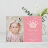 Princess Party Photo Birthday Invitation Kaart (Staand voorkant)