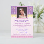 Princess Party Photo Invitation Kaart (Staand voorkant)