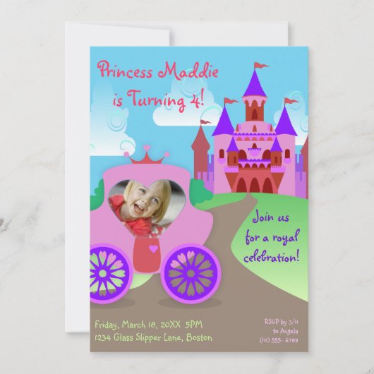 Princess Party Photo Invitations Kaart (Voorkant)