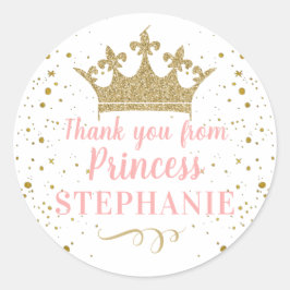 Princess Party Pink Gold Hartelijk dank Ronde Sticker