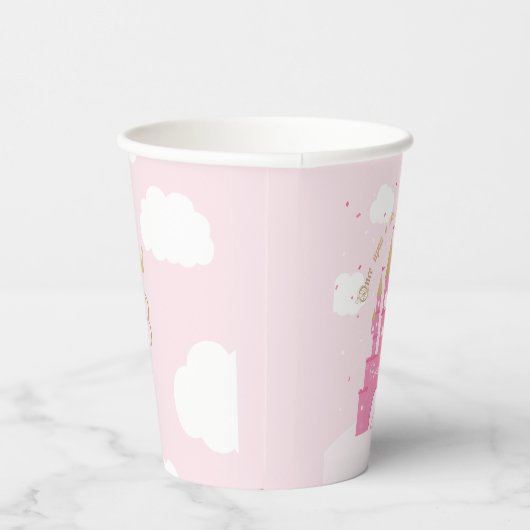 Princess Party | Roze en goudkasteel Papieren Bekers (Rechts)