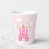 Princess Party | Roze en goudkasteel Papieren Bekers (Voorkant)