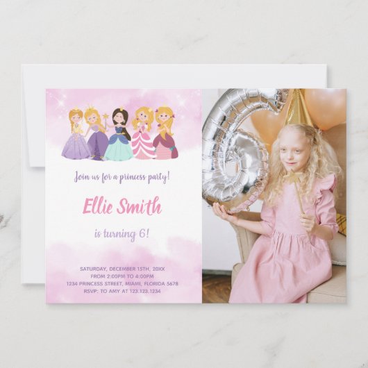  Princess Party-uitnodigingen voor kinderen Kaart (Voorkant)
