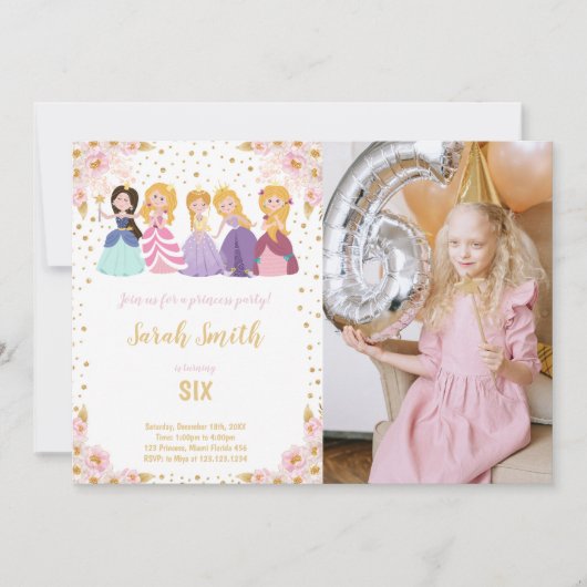  Princess Party-uitnodigingen voor kinderen Kaart (Voorkant)