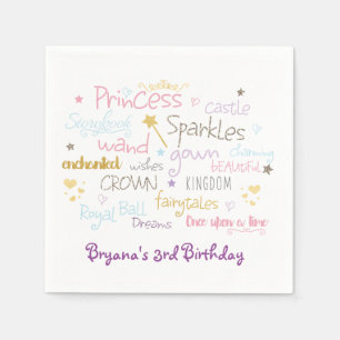 PRINCESS PARTY Words Cute Birthday Napkins Servetten