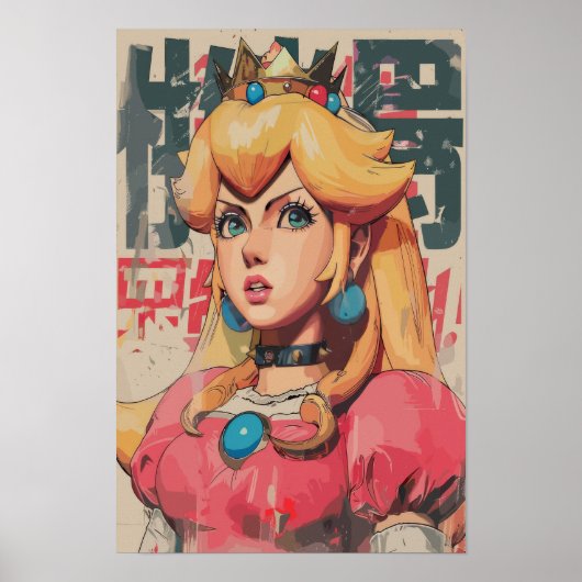 Princess Peach Japanese Art Style Poster (Voorkant)