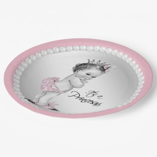 Princess Pearl Baby shower papieren Borden Papieren Bordje (Gekanteld)