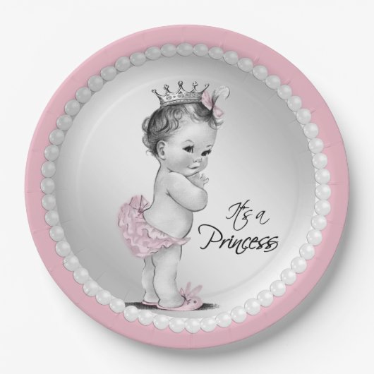 Princess Pearl Baby shower papieren Borden Papieren Bordje (Voorkant)