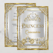 Princess Pearl Gold White Quinceanera Kaart (Voorkant / Achterkant)