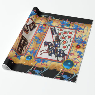 PRINCESS PENTHESILEA EN BLAUWE KNIGHT OP HORSEBACK CADEAUPAPIER