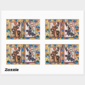 PRINCESS PENTHESILEA EN BLAUWE KNIGHT OP HORSEBACK RECHTHOEKIGE STICKER (Vel)