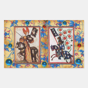 PRINCESS PENTHESILEA EN BLAUWE KNIGHT OP HORSEBACK RECHTHOEKIGE STICKER