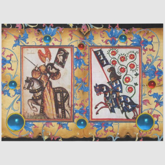 PRINCESS PENTHESILEA EN BLAUWE KNIGHT OP HORSEBACK TISSUEPAPIER (Voorkant)