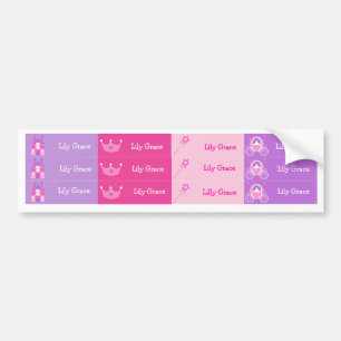 Princess Personalized Kinder Name Waterproof Label Bumpersticker