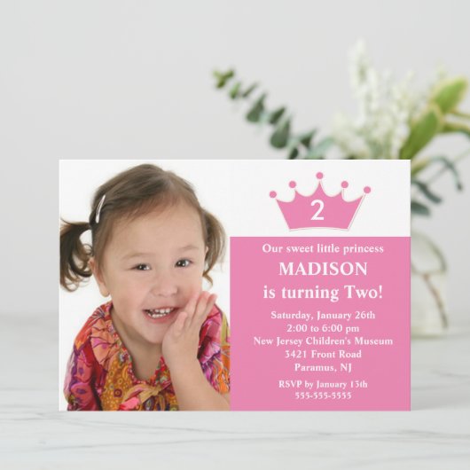 Princess Photo Birthday Invitation Kaart (Staand voorkant)