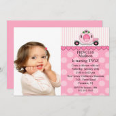 Princess Photo Birthday Invitation Kaart (Voorkant / Achterkant)