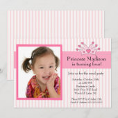 Princess Photo Birthday Invitation Kaart (Voorkant / Achterkant)