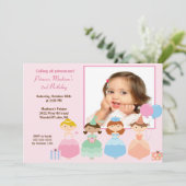  Princess Photo Birthday Party Invitation Kaart (Staand voorkant)