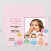  Princess Photo Birthday Party Invitation Kaart (Voorkant / Achterkant)