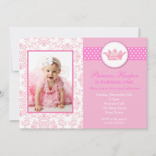 Princess Photo Birthday-uitnodigingen Kaart (Voorkant)