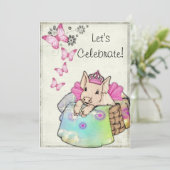 Princess Piggy in a Blanket Invitation Kaart (Staand voorkant)