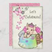 Princess Piggy in a Blanket Invitation Kaart (Voorkant / Achterkant)