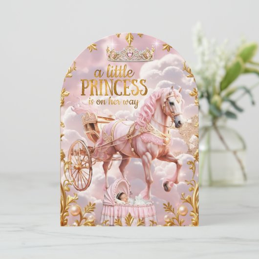 Princess Pink Baby shower Carriage Bassinet Kaart (Staand voorkant)