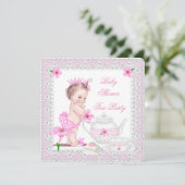 Princess Pink Baby shower Girl Tea Party Kaart (Staand voorkant)