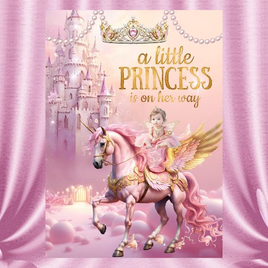 Princess Pink Baby Shower unicorn horse castle Kaart