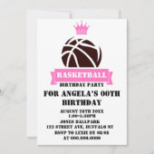 Princess Pink Basketball Birthday Party nodigt uit (Voorkant)