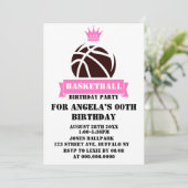 Princess Pink Basketball Birthday Party nodigt uit (Staand voorkant)