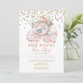 Princess Pink Birthday Blush Floral Carriage Kaart (Staand voorkant)