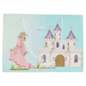 Princess Pink Blue Castle Cute Birthday Groot Cadeauzakje (Achterkant)