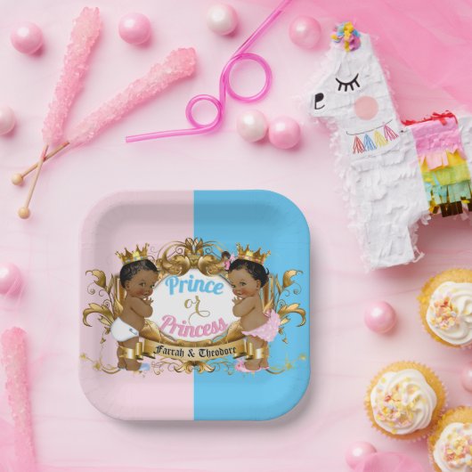 Princess Pink & Blue Royal Gender onthulling Papieren Bordje (Feest)