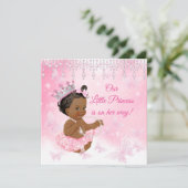 Princess Pink Butterfly Baby shower Ethnic Kaart (Staand voorkant)