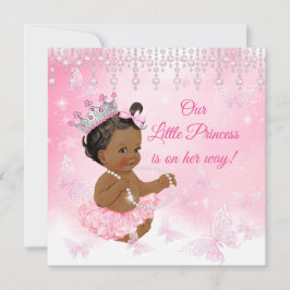 Princess Pink Butterfly Baby shower Ethnic Kaart