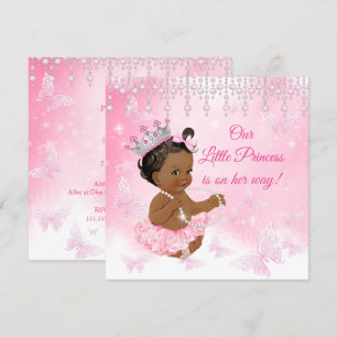 Princess Pink Butterfly Baby shower Ethnic Kaart
