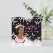 Princess Pink Butterfly Baby shower Ethnic Kaart (Staand voorkant)