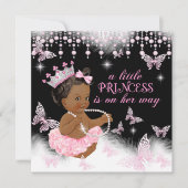 Princess Pink Butterfly Baby shower Ethnic Kaart (Voorkant)