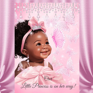 Princess Pink Butterfly Baby shower Ethnic Kaart