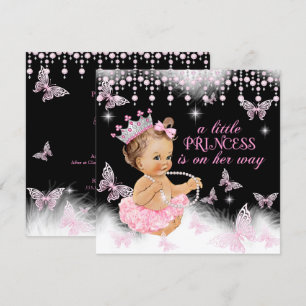 Princess Pink Butterfly Girl Baby shower Cute Kaart