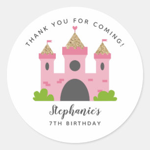 Princess Pink Castle Birthday Party Ronde Sticker