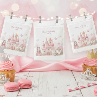 Princess Pink Castle Unicorn 4th Birthday Party  Bedankzakje