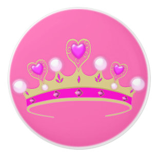 "Princess pink crown knob" Keramische Knop